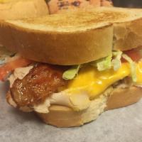 The Tucson · Thinly sliced smoked turkey breast covered with melted cheddar cheese, bacon , tomatoes, shr...