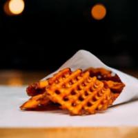 Sweet Potato Waffle Fries · Waffle Cut, fried in canola oil and served with Honey Mustard