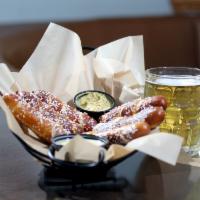 Pretzel Sticks · Served with spicy mustard and house made cheese.