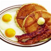 Double Webb Breakfast · Two eggs, two wheat cakes, and either two strips of bacon or two sausage links.