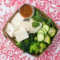 Veggie Khao Man Gai · Tofu-based Khao Man Gai with no animal products used anywhere. Steamed OTA tofu and steamed ...
