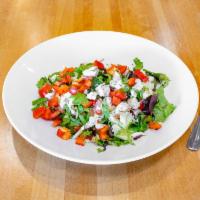 Chopped Salad · All natural free range chicken breast chopped with crisp mixed greens with red peppers, gree...