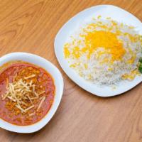 8. Gheymeh Stew  · Made with yellow split peas, diced beef, tomato paste, and sun-dried lime topped with fried ...
