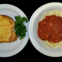 Children's Spaghetti Meal · Spaghetti, meat sauce and garlic bread.