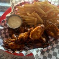 8 Chicken Wings · 8 wings served with your choice of homemade potato chips, fries or celery sticks. Ranch dres...
