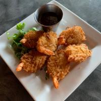 Coconut Prawns · 6 large prawns served with a sweet chili sauce.