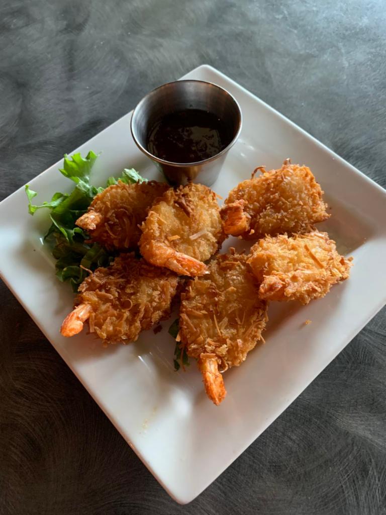Coconut Prawns · 6 large prawns served with a sweet chili sauce.