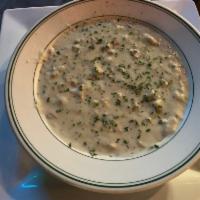 Bowl Seafood Chowder Soup · A thick, rich soup.