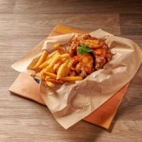 BBQ Chicken Wings with Fries · 8 pieces fried chicken wings with barbecue sauce 