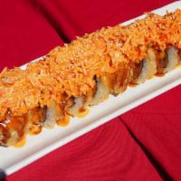 Monster Roll · Deep fried spicy tuna, unagi, cream cheese topped with spicy crab meat and spicy sauce. Spic...