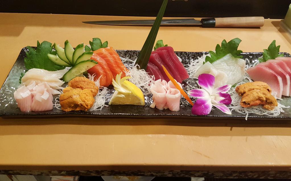 Sashimi Special · Serves 4-5. Chef's choice of fresh sashimi and choice of 2 pieces uni or ama ebi.