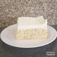 Homemade Tres Leche · Baked in house, sweet cake soaked in three kinds of milk: evaporated milk, condensed milk, a...