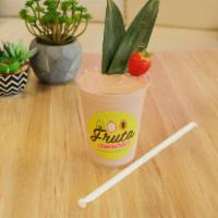PB Protein Smoothie · Strawberry, banana, peanut butter, Greek yogurt, milk of your choice and hint of agave.