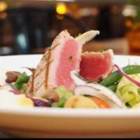 Salade Nicoise Dinner · Yellow fin Tuna in olive oil, French string beans, hard-boiled organic egg, fingerling potat...