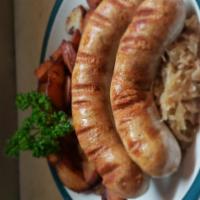 2 Pieces Sausage Platter with Sauerkraut · Choice of: White Bratwurst; Knackwurst; Homemade Pork Brat and Pork Brat with Garlic and pap...
