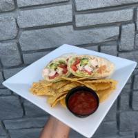 Chef Josue's Chicken Wrap · Another Chef Josue original.  His signature chicken with lettuce, tomato, and mayo;  all wra...