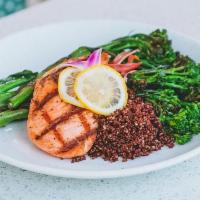 Sustainable Salmon · Customize your salmon plate with two sides. Additional sides may be added for $4 each.