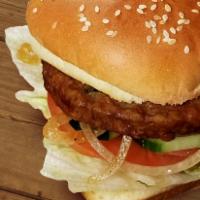 Veggie Burger · Meatless burger. 