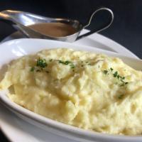Whipped Mashed Potatoes · Gravy on the side, Chives.
