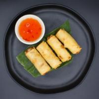 Thai Spring Rolls ·  Fried vegetarian rolls , cabbage, taro vermicelli noodle served with sweet chili sauce. Veg...