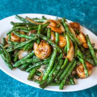 Shrimp with String Beans · Served in a black bean sauce.
