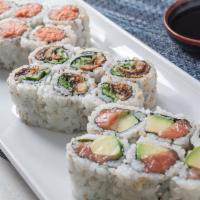 Sumo Entree · Spicy tuna roll, eel cucumber roll and salmon avocado roll.