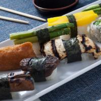 Vegetarian Sushi · Shiitake, inari, pickled burdock root, tofu, avocado, Japanese eggplant, asparagus and avoca...