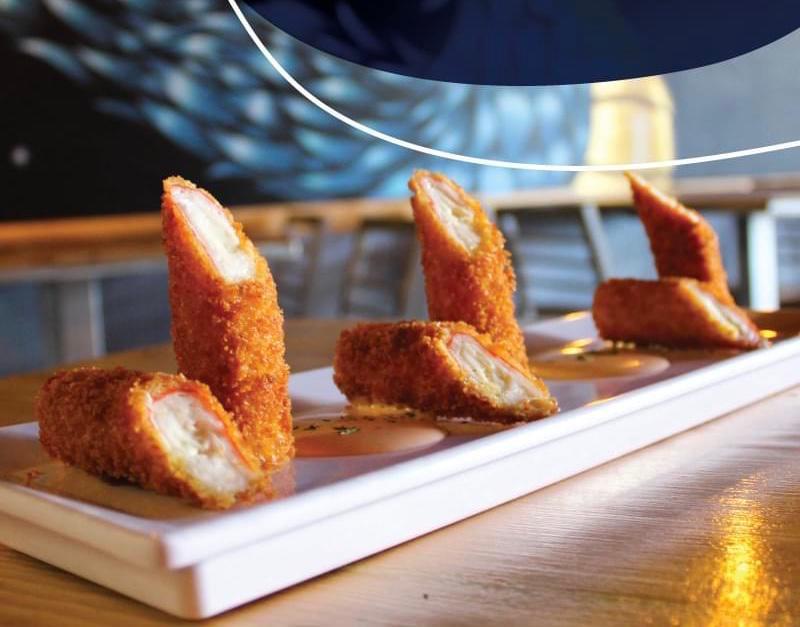 Kani Cheese · 6 pieces. Kanikama (crab sticks) stuffed with cream cheese, breaded and served with ranch spicy dressing.