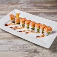 Ninja Special Roll · Shrimp tempura and avocado inside. Topped with spicy crunchy tuna with eel sauce.
