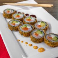 King Kong Special Roll · Salmon, kani, cream cheese, avocado, and deep fried with chef's special sauce.