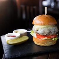 MB Burger · Certified Black Angus blend -  Add Jack or Gruyere $2.00 Comes with a choice of 1 side at no...