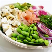 Veggie Holic (NEW) · Fresh Organic Tofu, Edamame, Green and Red onion, Chick peas, Cilantro, Kale, Cucumber, Seaw...