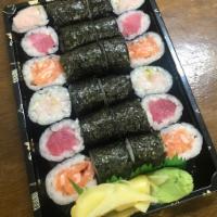 Maki Combo · 1 salmon roll, 1 tuna roll, 1 yellowtail roll