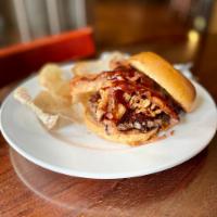 Bulleit Bourbon BBQ Burger · frizzled onions, bacon and Bulleit Bourbon BBQ sauce