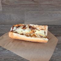 Cheese Steak · Swiss cheese, grilled onions and pizza sauce. Add toppings for an additional charge.