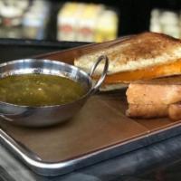 Green Chili Bowl & Grilled Cheese · Grilled cheese sandwich, bowl of homemade pork green chili.