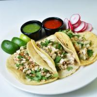3 Tacos · Served with a choice of protein.