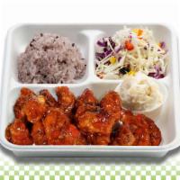 Crispy Spicy Chicken · Marinated sliced chicken tenders.
Korean season fried spicy chicken. (Yangnyeom Chicken)
Chi...