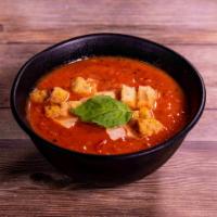 DGC Old World Tomato Basil Soup · Extra-virgin olive oil, yellow onion, garlic, crushed tomatoes, chopped basil and butter, se...