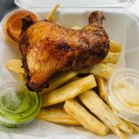 1/4 Oven Roasted Dark Chicken / served with 2 sides. · Quarter Chicken Grade A, All Natural Home Made Marinated Roasted Oven chicken. Breast and wi...