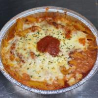 Baked Ziti · Penne noodles mixed with our tomato sauce and ricotta cheese, then topped with mozzarella ch...