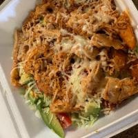 Chicken Salad · Shredded Chicken with Lettuce, Tomatoes, Avocado and Cheese. 
*Ranch or Italian Dressing on ...