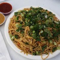 Egg Chow Mein · Noodles cooked with egg and vegetables seasoned with spices.