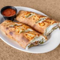 SMALL STANDARD STROMBOLI · PEPPERONI, SAUSAGE, PEPPERS,ONIONS ＆ MOZZARELLA wrapped in dough and baked in the oven