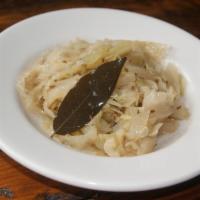 House Brined Sauerkraut · Sauerkraut with cumin and bay leaves