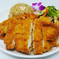 Chicken Katsu · Crispy fried chicken breast in Japanese panko crumb with katsu sauce. Served with choice of ...