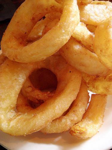 Fried onion rings  · Fried battered onion.