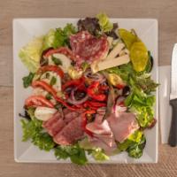 Italian Antipasto Salad · Assorted meats, fresh mozzarella, sharp provolone, roasted peppers, grilled eggplant, artich...