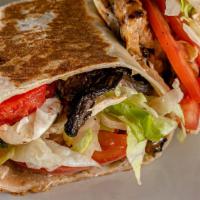 Grilled Vegetable Wrap · Fresh mozzarella, eggplant, portobello and roasted peppers with lettuce, tomatoes and vinaig...
