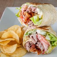 Roast Beef Club Wrap · Lettuce, tomatoes, bacon and mayo.